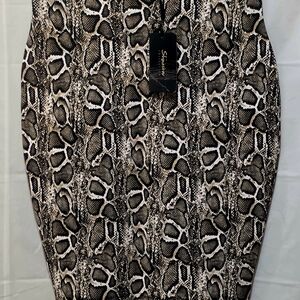 SHEIN Black and Cream Snake Print Pencil Skirt